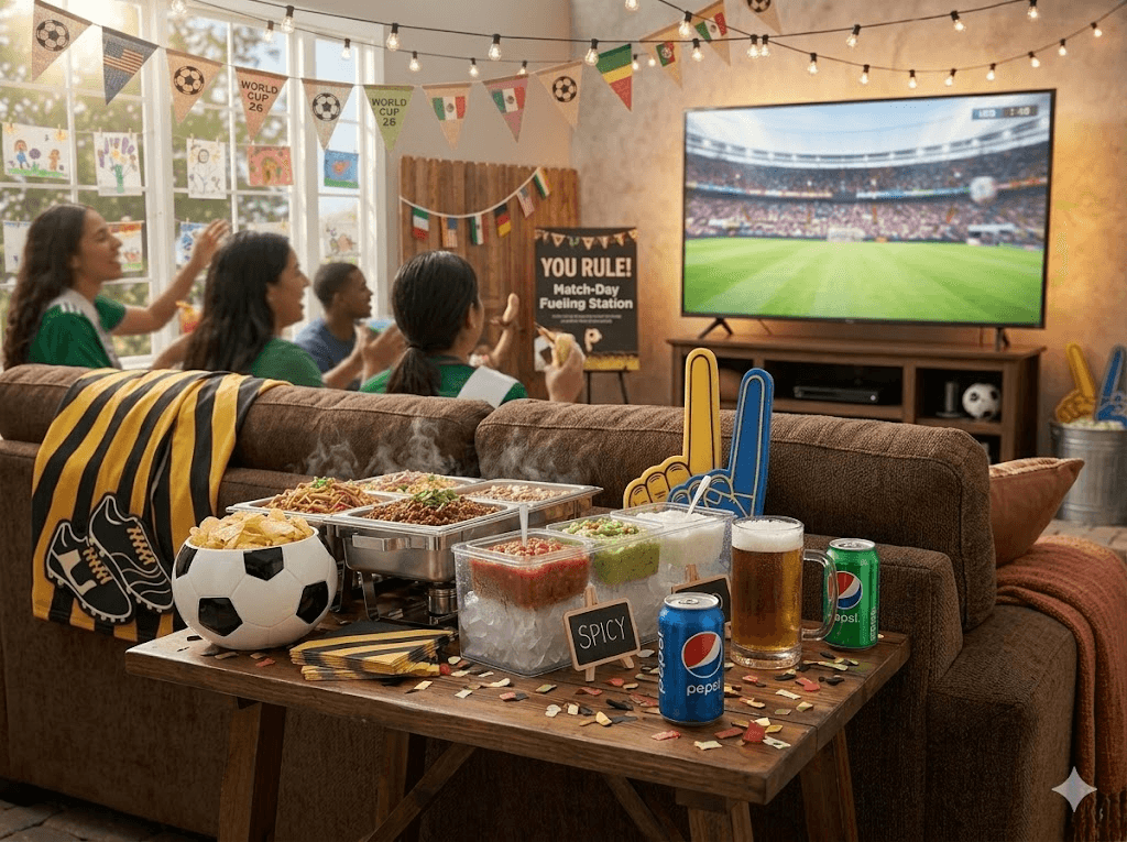 Game-day taco bar ready for self-serve guests.