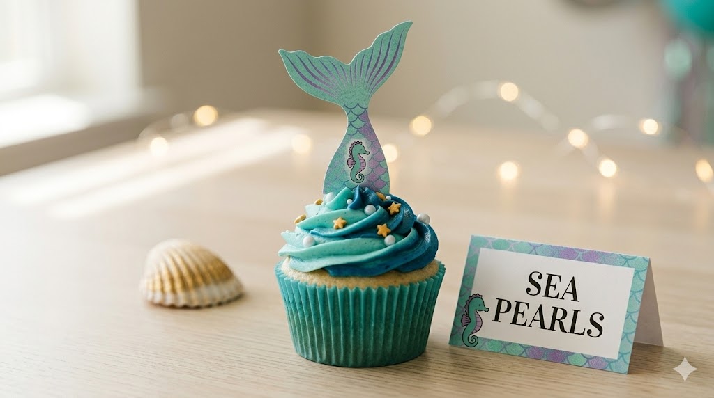 Kids reaching for snacks at a mermaid birthday party