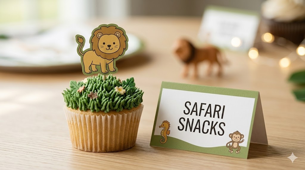 Kids enjoying snacks at a safari themed birthday party